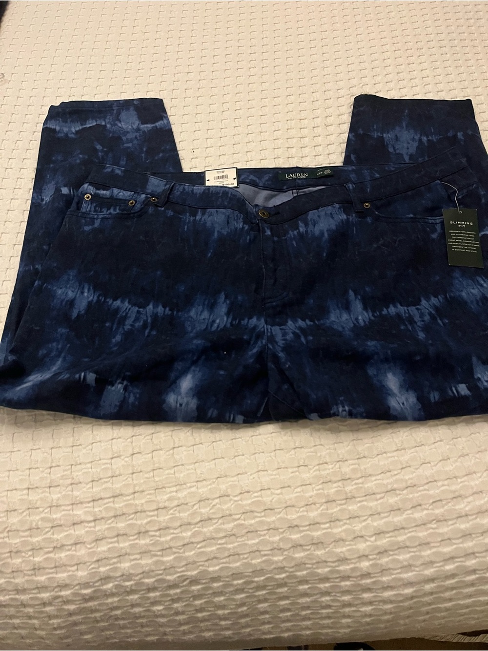 Lauren Ralph Lauren Women's Navy Tie-Dye Skinny Jeans